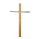 Wandkreuz modern Edelstahl silber matt mit Buche natur 25...