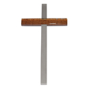 Wandkreuz modern Edelstahl silber matt mit Glasbalken 18...