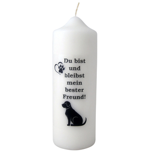 Hund Trauer-Kerze Du bist und bleibst mein bester Freund 23 x 8 cm wei-schwarz Tiertrauer