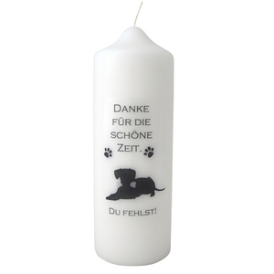 Hund Trauer-Kerze Danke fr die schne Zeit - Du fehlst 23 x 8 cm wei-schwarz Tiertrauer