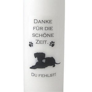 Hund Trauer-Kerze Danke fr die schne Zeit - Du fehlst 23 x 8 cm wei-schwarz Tiertrauer