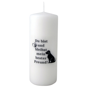 Hund Trauer-Kerze Du bist und bleibst mein bester Freund 15 x 6 cm wei-schwarz Tiertrauer