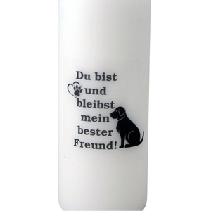 Hund Trauer-Kerze Du bist und bleibst mein bester Freund 15 x 6 cm wei-schwarz Tiertrauer
