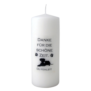 Hund Trauer-Kerze Danke fr die schne Zeit - Du fehlst 15 x 6 cm wei-schwarz Tiertrauer