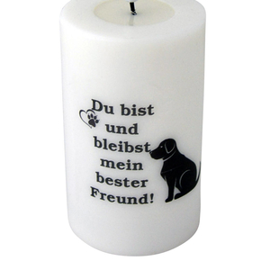 Hunde Trauer Stumpen Echtwachs-LED-Kerze - bleibst mein bester Freund 12,5 x 7,5 cm inkl. Batterien