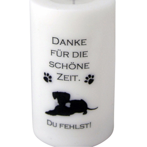 Hunde Trauer Stumpen Echtwachs-LED-Kerze Danke fr die schne Zeit 12,5 x 7,5 cm inkl. Batterien
