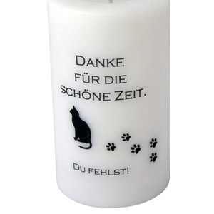 Katzen Trauer Stumpen Echtwachs-LED-Kerze Danke fr die schne Zeit 12,5 x 7,5 cm inkl. Batterien