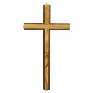 Wandkreuz Mahagoni Kreuzauflage Olivenholz natur modernes Design 25 cm Holzkreuz