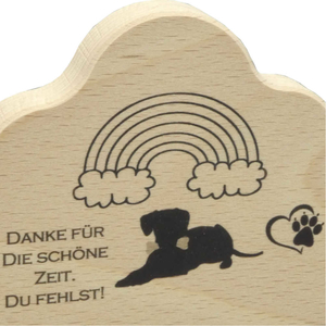 Hunde Erinnerungstafel Wolke Holz Herz Regenbogen Text schwarz stehend-hngend 13 x 8 cm