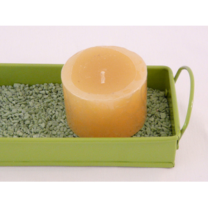 Kerzen gelb mit Tablett und Dekosteine grün Kerzendekorations-Set Kerzendeko