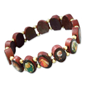 Heiligenarmband Holz braun Medaillen dehnbar 8,5 cm