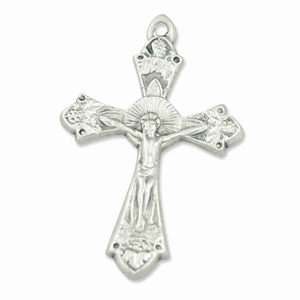 Rosenkranz Kreuz / Kruzifix Metall silberfarben 3,8 cm