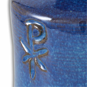 Keramik-Weihwasserkrug PAX handgetöpfert blau 17 cm
