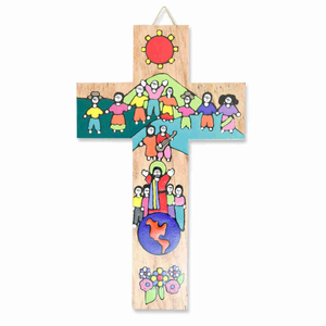 Kinderkreuz Freude bunt El Salvador 15 x 9 cm