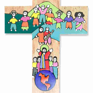 Kinderkreuz Freude bunt El Salvador 15 x 9 cm