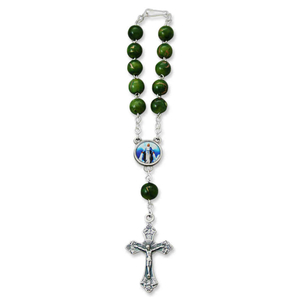 Zehner Rosenkranz Glasperle grün marmoriert 15 cm