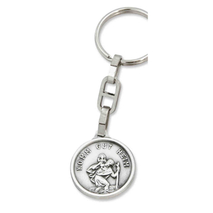 Schlsselanhnger Christophorus silberfarben 7,5 cm