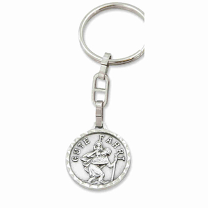 Schlsselanhnger Christophorus silberfarben Gute Fahrt 8,5 cm