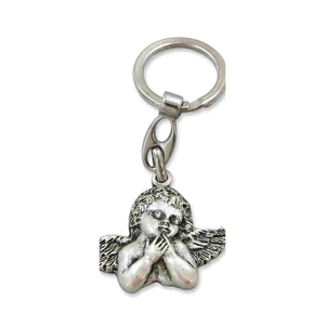 Schlüsselanhänger Engel silberfarben Metall 8,5 cm