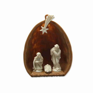 Nußschalen Krippe Heilige Familie Polyresin 4,5 cm