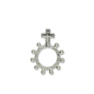 Gebetsring / Fingerrosenkranz Metall mit Kugeln silberfarben 4,5 cm