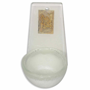 Glasweihkessel weiß Friedenstaube Blattgold 10 x 5,5 cm