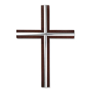 Wandkreuz Buche braun mit Silberstben Metall 20 x 14 cm...