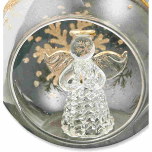 Glaskugel - weihnachtliche Fensterkugel Engel gold bemalt 8 cm
