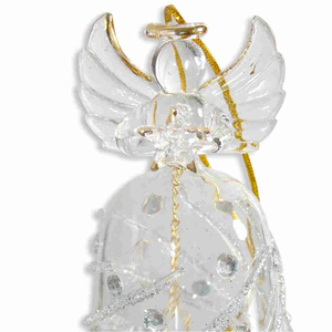 Glasglocke Engel mit Stern klar 10 cm