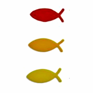 Wachs Fische Rot Orange Gelb Grün Blau 6 Stück 2 cm - Geburt Taufe Kommunion