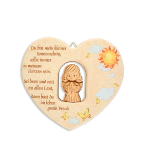 Herz mit Engel / Schutzengel aus Ton Du bist mein kleiner Sonnenschein Holz 12 cm